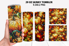 Pumpkins Skinny Tumbler 20oz Wrap Design, Halloween Tumbler Product Image 1