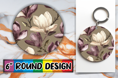Cheerful Circle Keychains Design, Flower Pattern Product Image 1