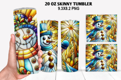 Snowman Skinny Tumbler 20oz Wrap Design, Christmas Tumbler Product Image 1