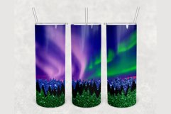 Northern Lights Blue Green Glitter 20oz skinny tumbler Product Image 1