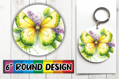 Playful Circle Car Coaster Sublimation, Butterfly Product Image 1