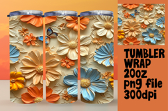 Sublimation-Ready Graphics for 20oz Tumbler , 3D Flower Product Image 1