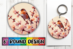Unique Round Keychain Sublimation PNG, Birds Product Image 1