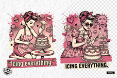 Vintage Summer Girl Baking PNG Product Image 1
