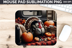 Watercolor Turkey Mouse Pad Sublimation - Thanksgiving PNG Product Image 1