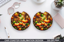 Pumpkin Car Coaster Sublimation| Halloween Coaster PNG Product Image 1