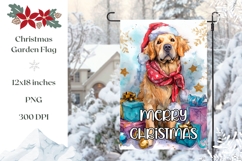 Watercolor Winter Dog Garden Flag PNG, Christmas Garden Flag Product Image 1