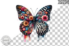 Vibrant Floral Butterfly Sublimation - Clipart PNG Design Product Image 1