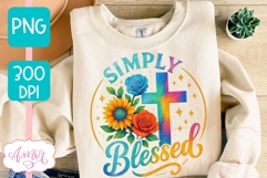 Simply Blessed PNG for sublimation, Christian Cross PNG Product Image 2