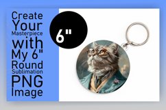 Whimsical Cat Charm Sublimation Circle Design Keychain Product Image 1