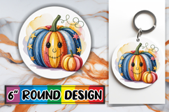 Whimsical Round Design Ornaments, Pumpkin Watercolor Product Image 1