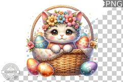 Easter Cat Sublimation - Easter Clipart PNG Design Product Image 1
