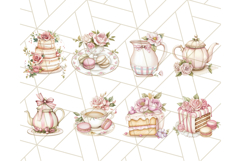 Pastel Tea Set Clip Art PNG with Sweets and Floral Accents Product Image 7