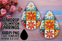 Whimsical Floral Delight PNG Teardrop Earring Design Product Image 1