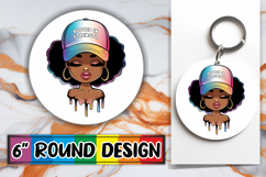 Enchanted Keychain Round Sublimation PNG, Black Woman Product Image 1
