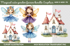 Magical Cute Garden Fairies Clipart PNG Product Image 1