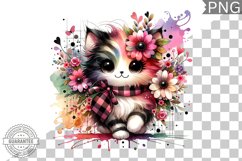 Cat With Flowers Sublimation - Clipart PNG Design Product Image 1