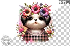 Dog With Flowers Sublimation - Clipart PNG Design Product Image 1