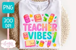 Teacher vibes shirt PNG, Cute Teacher sublimation design Product Image 2