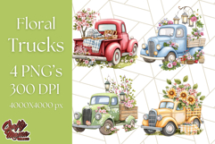 Floral Farm Truck Clipart, Cottagecore Country Truck Png Product Image 1