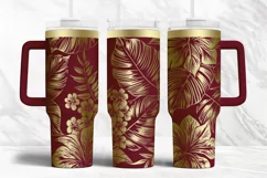 40oz Tumbler laser svg Hibiscus wrap| Tropic Flowers pattern Product Image 5