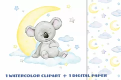 watercolor koala clip art Baby Koala. little animals clipart Product Image 1
