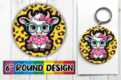 Blissful Car Coaster Round Style, Cute Cow Product Image 1