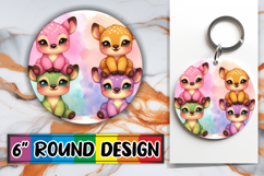 Whimsical Car Coaster Round PNG, Cute Animals Product Image 1
