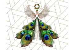 Peacock Christmas Clipart in Jewel Tones, Christmas Png Product Image 3