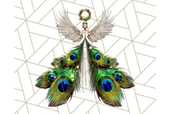 Peacock Christmas Clipart in Jewel Tones, Christmas Png Product Image 3