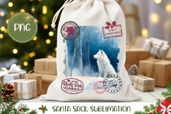 Watercolor Christmas Wolf Santa Sack, Cute Gift Bag Template Product Image 1