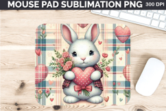 Watercolor Bunny Mouse Pad Sublimation - Valentines PNG Product Image 1