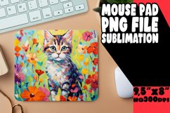Cute Cat with Flowers Mouse Pad Design PNG Product Image 1