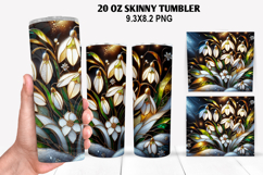 Florals Skinny Tumbler 20oz Wrap Design, Winter Tumbler PNG Product Image 1