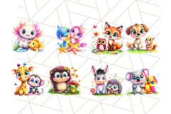 Cute Animal Friends Clipart PNG, Bright Spring Animal Duo Product Image 7