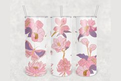 Summer Flower Butterflies 20 oz tumbler sublimation design Product Image 1