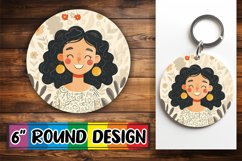 Stunning Floral Round Design with Woman PNG Product Image 1