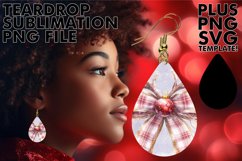 Sparkling Teardrop Earrings Gift PNG, Christmas Bow Product Image 1