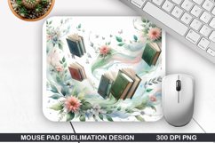 Book Flower Mouse Pad Sublimation, Animals Mouse Pad PNG Product Image 1
