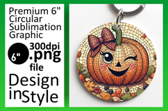Elegant Keychain Round Design PNG , Cute Pumpkin Product Image 1