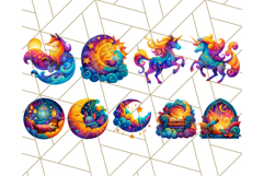 Whimsical Celestial Moon and Stars Clipart Constellation Png Product Image 8