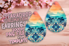 Trendy Teardrop Earrings Design PNG for Crafting , Watercolo Product Image 1