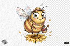 Summer Whimsical Bees PNG Clipart Product Image 1