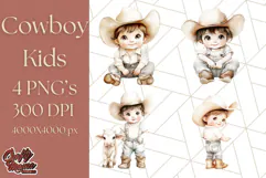 Cowboy Clipart PNG, Kid Western Country Graphic Product Image 1