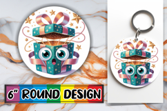 Cheerful Round Car Coaster, Cute Christmas Product Image 1