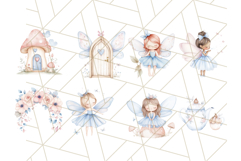 Pastel Blue Fairy Garden Clipart, Enchanted Cottagecore Png Product Image 3