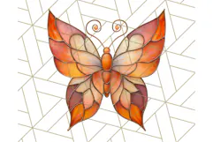 Stained Glass Butterfly PNG Colorful Clipart for Sublimation Product Image 3
