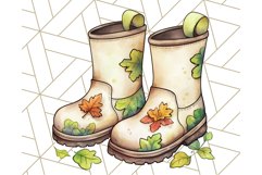 Fall Dinosaur PNG Clipart with Autumn Elements, Cute Dino Product Image 3