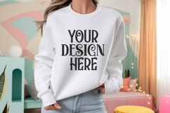 White Gildan 18000 Sweatshirt Model Mockups, Product Image 1