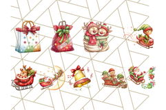 Santa Sleigh Ride Clipart PNG, Flying Reindeer Christmas Art Product Image 3